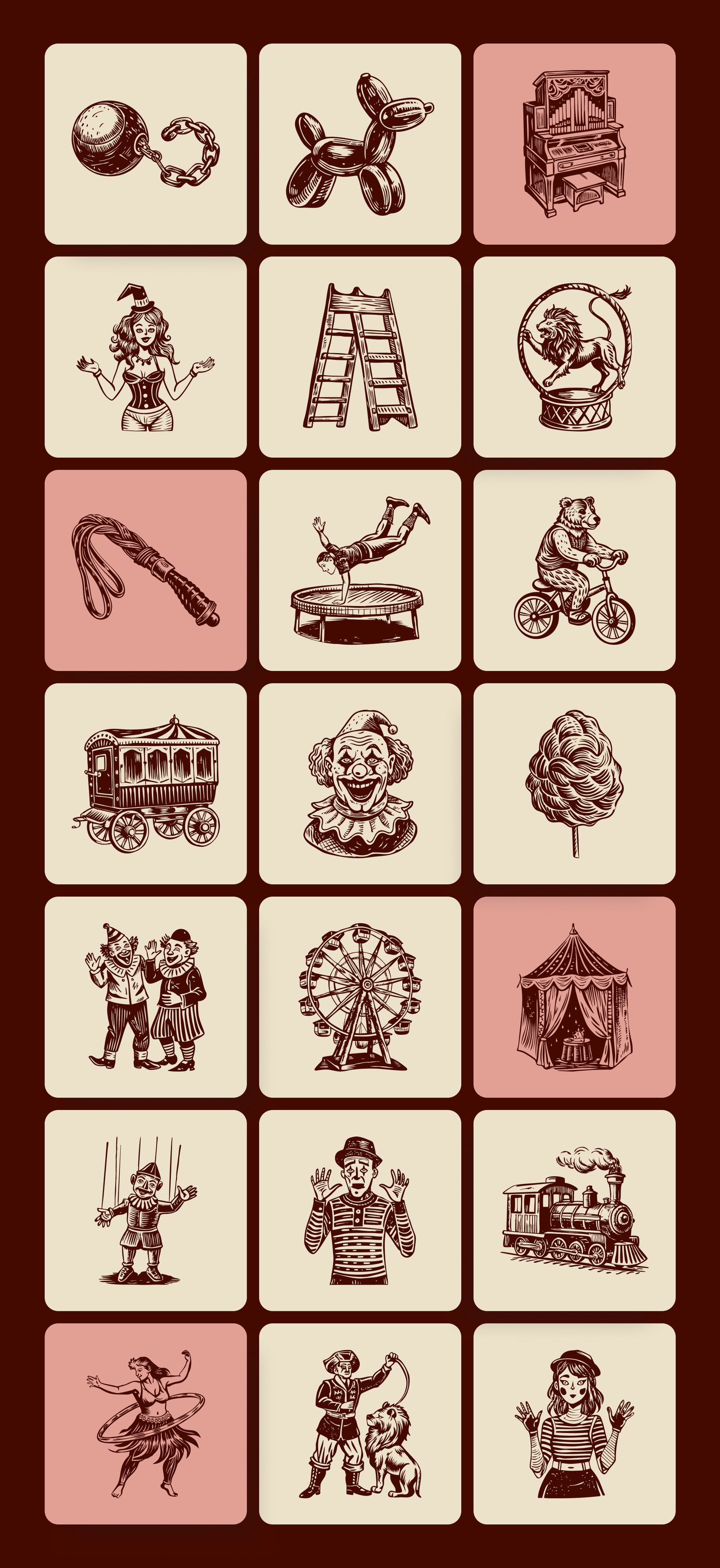 Vintage Circus Illustration Set