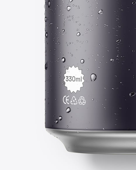 330ml Matte Drink Can with Drops Mockup