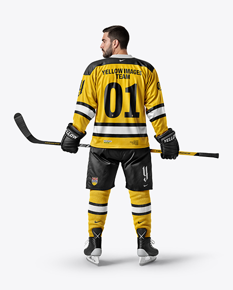 Man Wearing Full Ice Hockey Kit Mockup