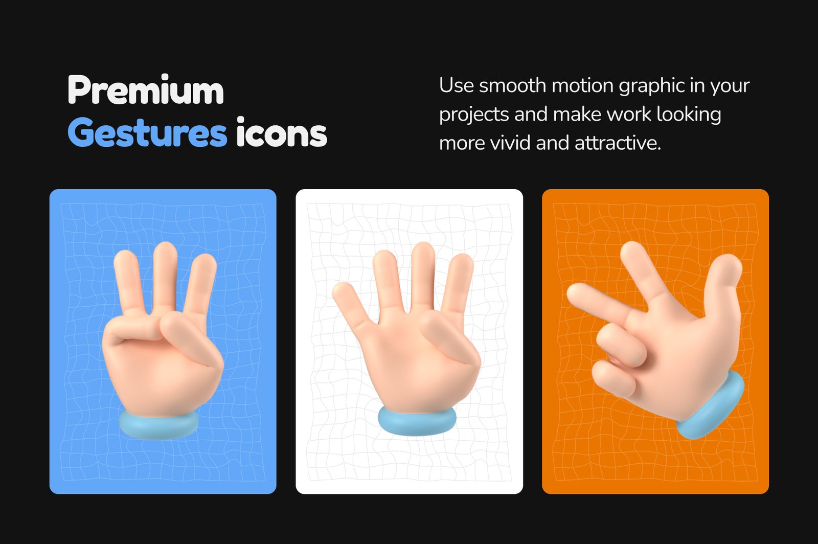 Floating 3D Hands Icons
