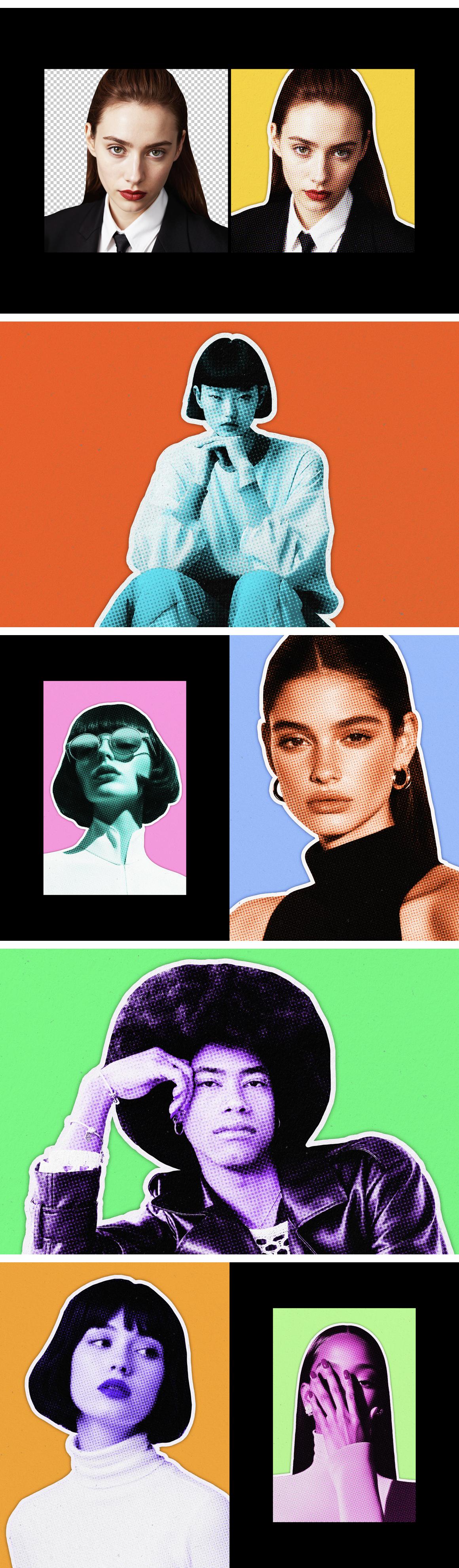 Cut Out Halftone Template Effect