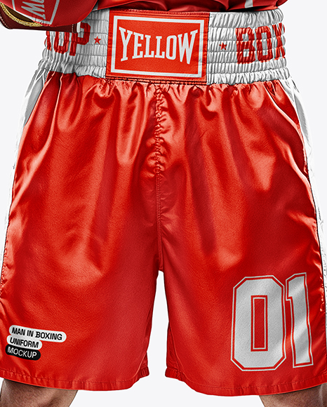 Man Wearing Boxing Jersey and Shorts with Champion Belt Mockup