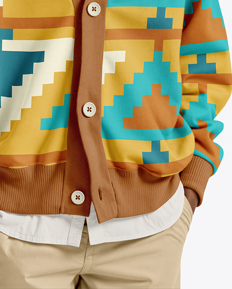 Afro-American Boy Wearing Cardigan and Shirt Mockup