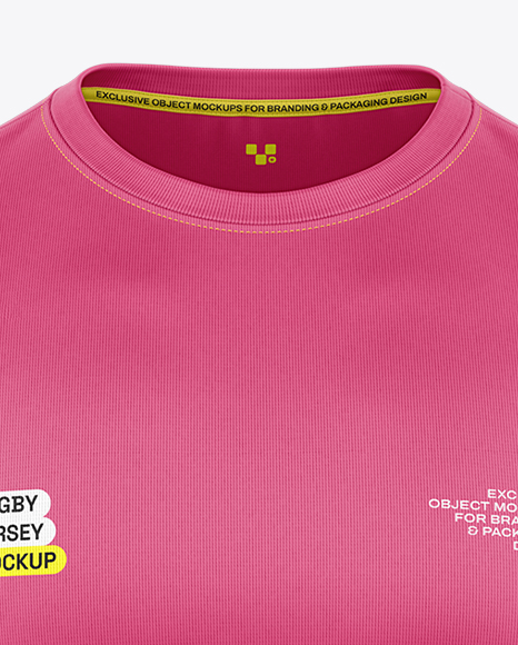 Round Collar Rugby Jersey Mockup - Front View