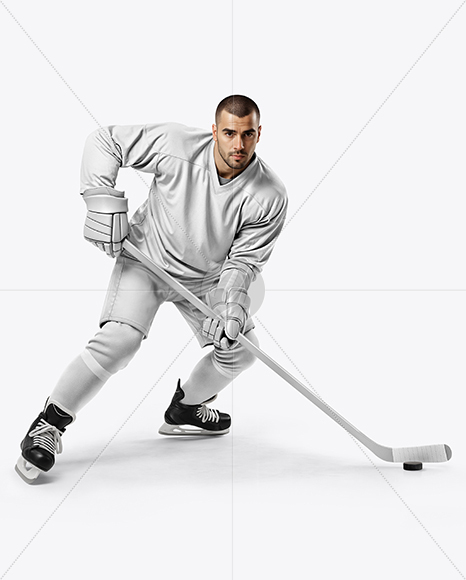 Man Wearing Full Ice Hockey Kit Mockup