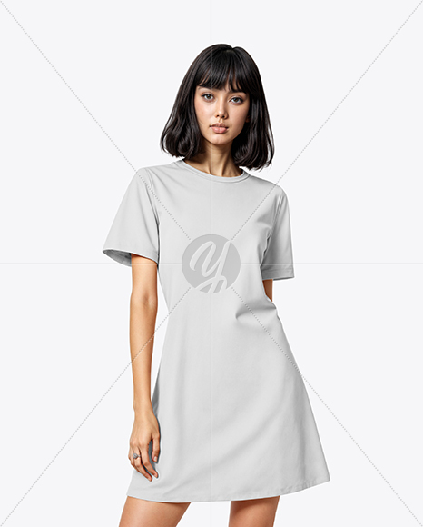 Young Woman Wearing Short Sleeve Dress Mockup