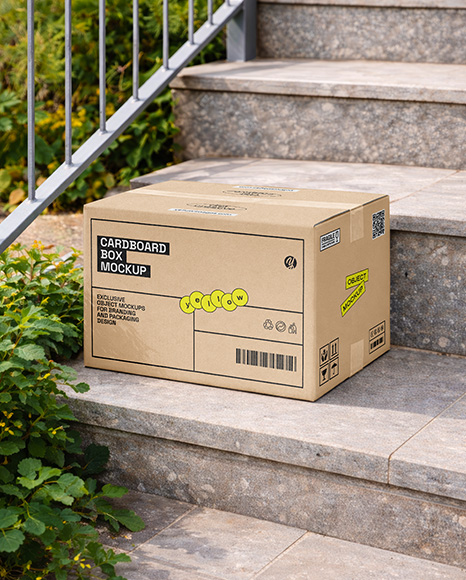 Paper Box on The Steps Mockup