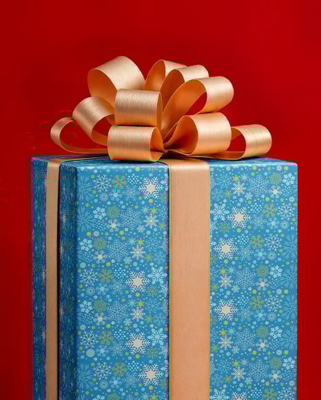 X-mas Present Box with Big Gold Bow Mockup