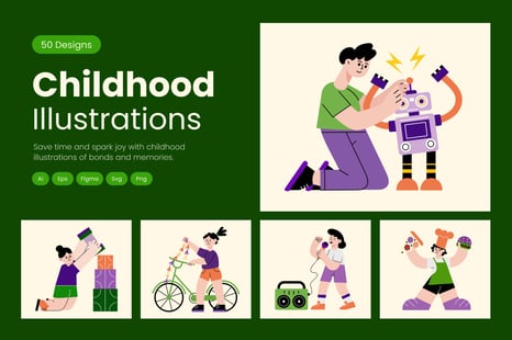 Childhood Illustration Art Set - Graphics