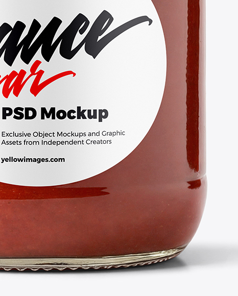 Clear Glass Jar with Pizza Sauce Mockup
