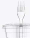 Clear Plastic Dessert Cup with Fork Mockup