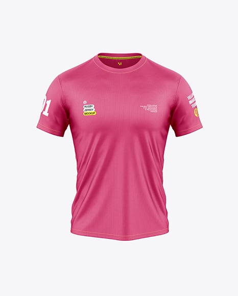 Round Collar Rugby Jersey Mockup - Front View