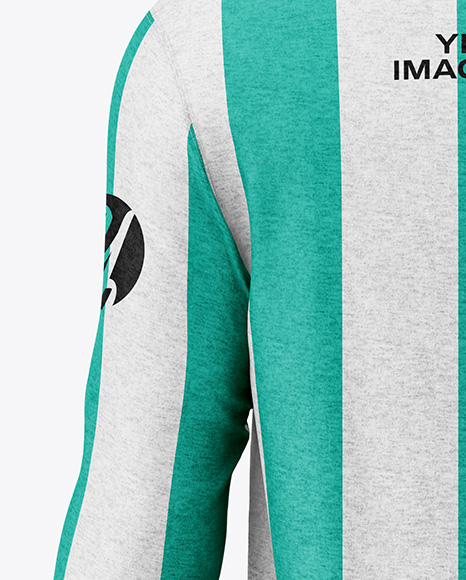Men's Heather Long Sleeve Polo Shirt Mockup - Back View
