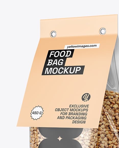 Transparent Package with Buckwheat Mockup