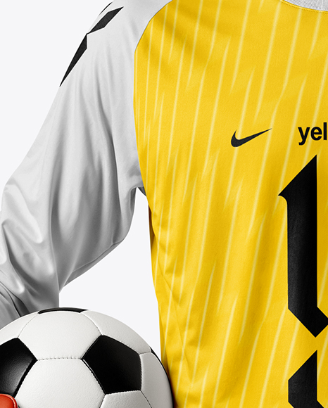 Soccer Goalkeeper Wearing Long Sleeve Jersey and Shorts Mockup