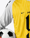 Soccer Goalkeeper Wearing Long Sleeve Jersey and Shorts Mockup