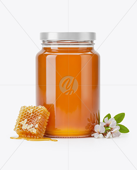 Glass Jar with Acacia Honey Mockup