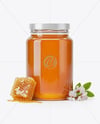 Glass Jar with Acacia Honey Mockup