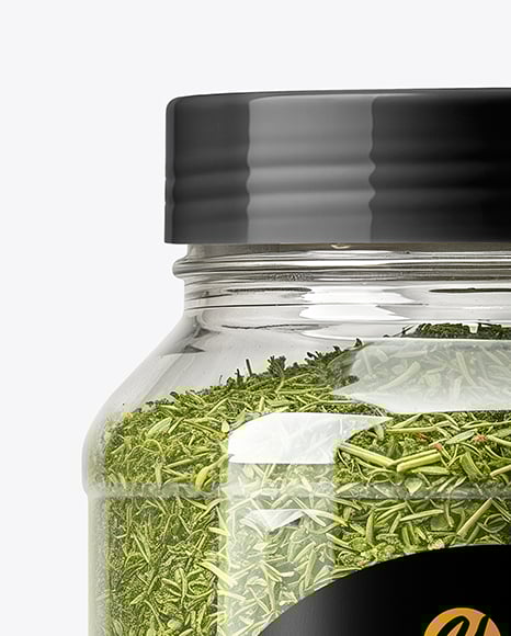 Plastic Jar with Dill Weed Spice Mockup