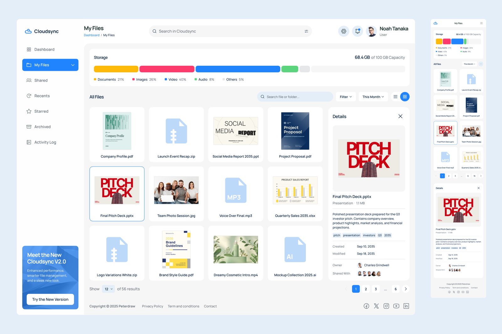 Cloudsync – Cloud Storage Management Dashboard Figma Template