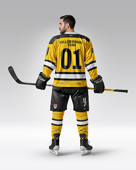 Man Wearing Full Ice Hockey Kit Mockup
