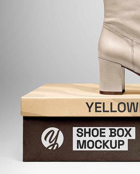 Women's High-Knee Boot on Shoe Box Mockup