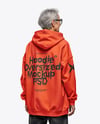Old Gray-Haired Woman Wearing Oversized Hoodie & Sweatpants Mockup