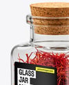 Square Glass Jar with Saffron Threads Mockup
