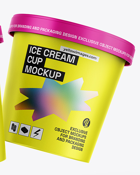 Two Matte Ice Cream Cups Mockup