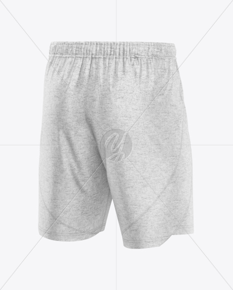 Heather Shorts Mockup - Back Half Side View