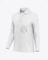 Men's Raglan Long Sleeve Polo Shirt Mockup - Half Side View