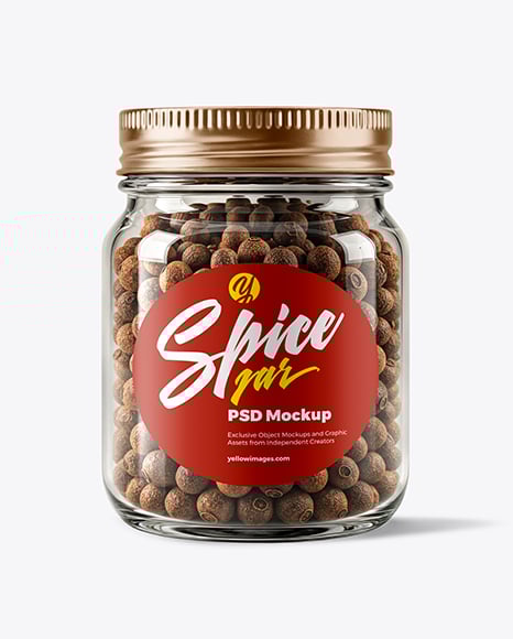 Glass Jar with Whole Allspice Mockup - Realistic mockups