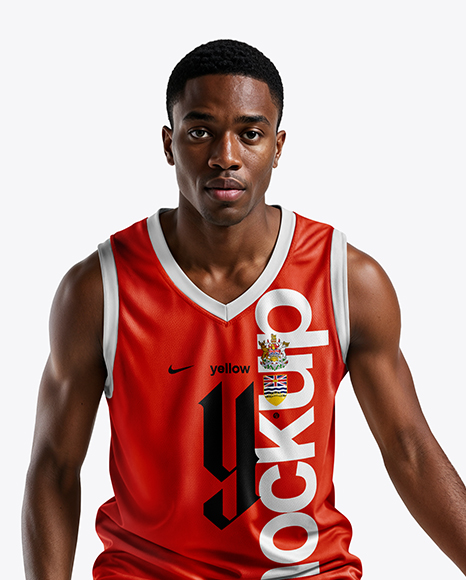 Black Man Wearing Full Basketball Kit Mockup