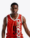 Black Man Wearing Full Basketball Kit Mockup