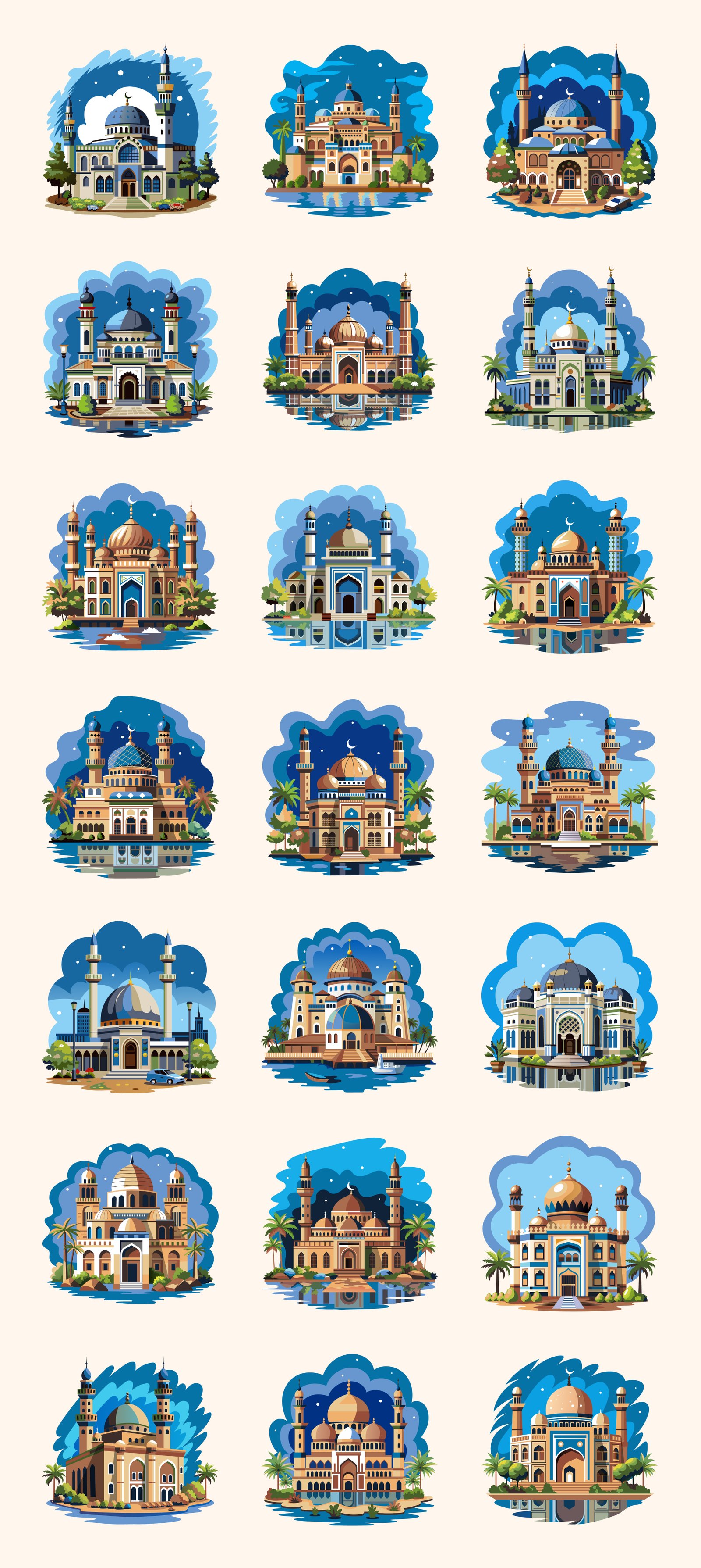 Mosque Illustration Art Set