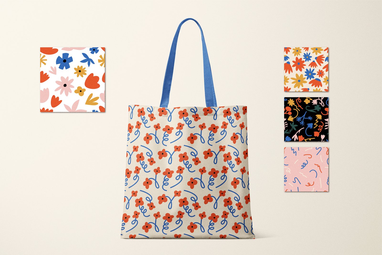 Groovy Flowers. Seamless Patterns