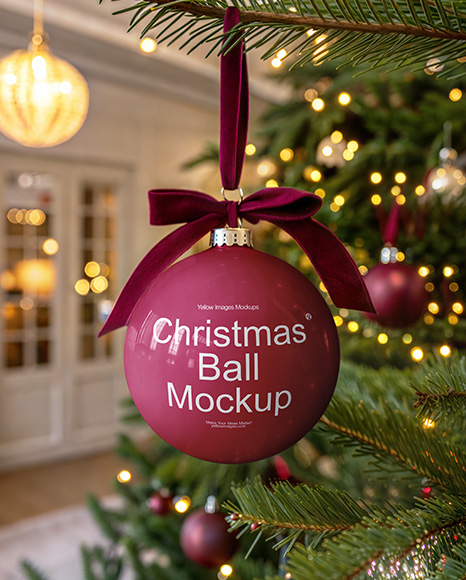 Glossy Christmas Ball Mockup