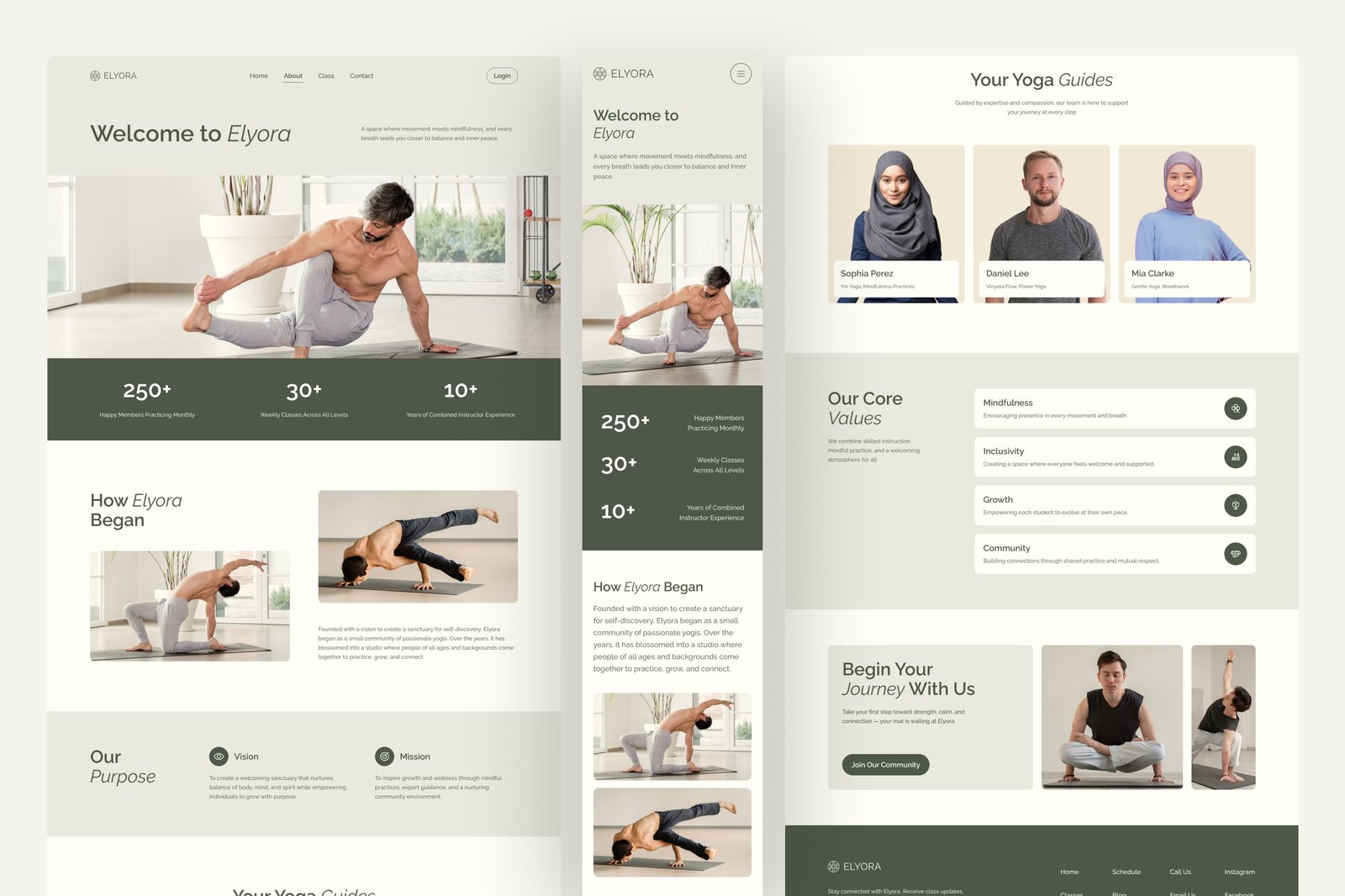 Elyora – Yoga Studio Website UI Figma Template