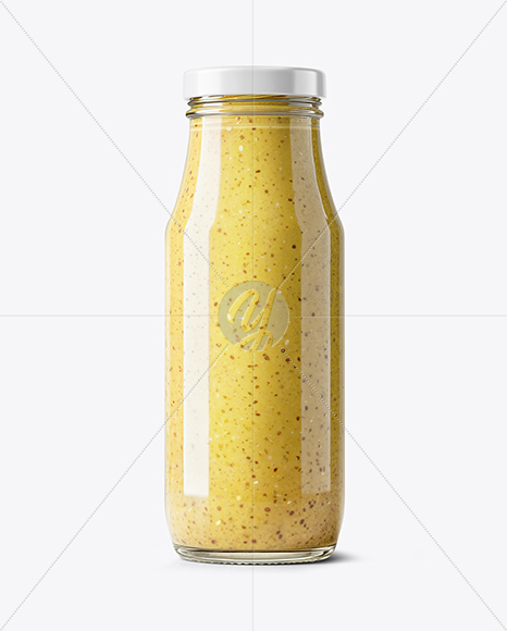 Glass Bottle with Dijon Mustard Mockup
