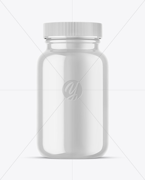 Glossy Plastic Pill Jar Mockup