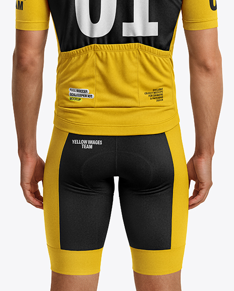 Man Wearing Cycling Jersey and Bib Shorts Mockup