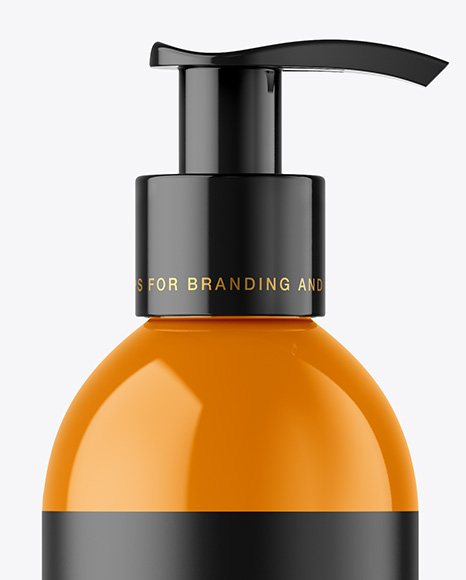 Glossy Cosmetic Bottle with Pump Mockup