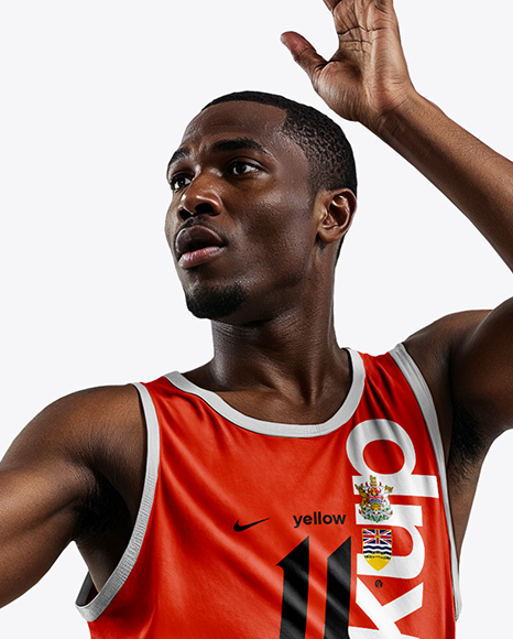 Afro-American Basketball Player Wearing Full Basketball Uniform Mockup