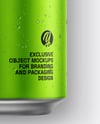 330ml Matte Metallic Can with Water Drops Mockup