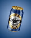 330ml Aluminium Can With Water Drops Mockup