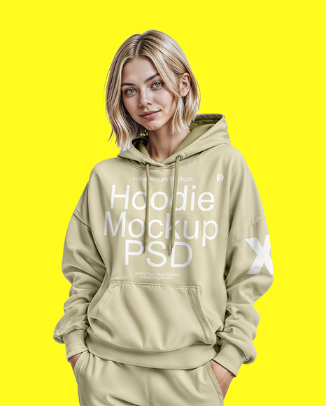 A Woman in a Hoodie Mockup