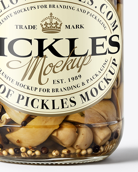 Clear Glass Jar with Sliced ​​Champignons Mockup