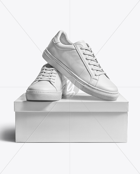 Pair of Sneakers with Shoe Box Mockup