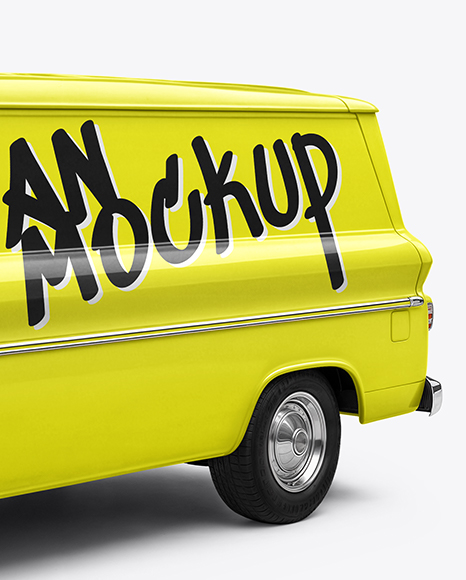 Retro Panel Van Mockup - Half Side View