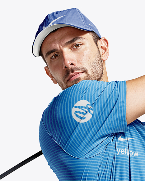 Man Wearing Golf Shirt and Chinos Mockup